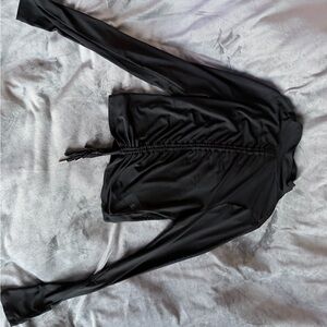 Black Long Sleeve Satin Top